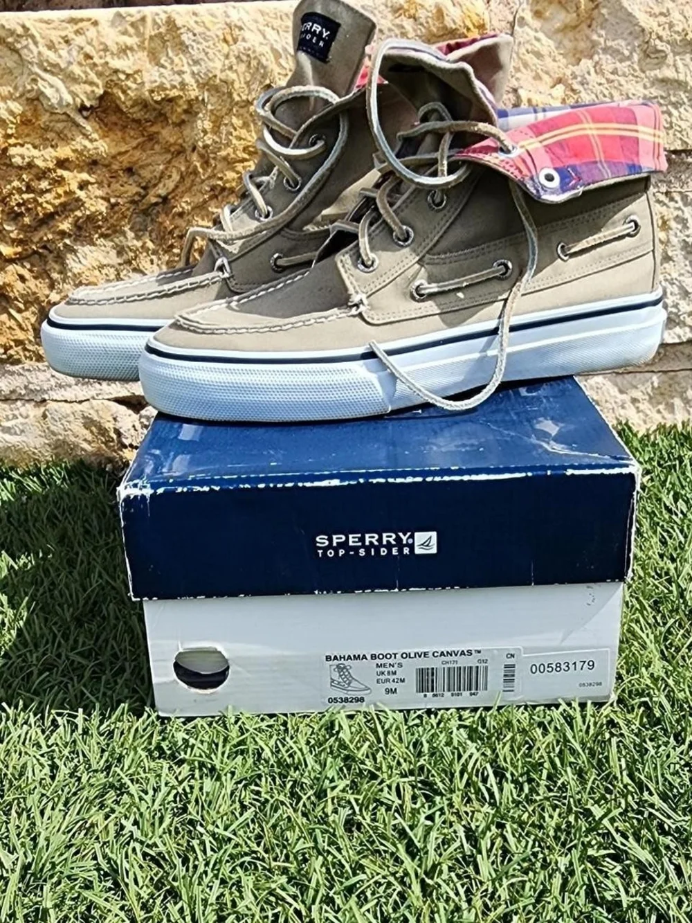 Sperry Bahama Boot Olive Canvas High-Top Sneakers